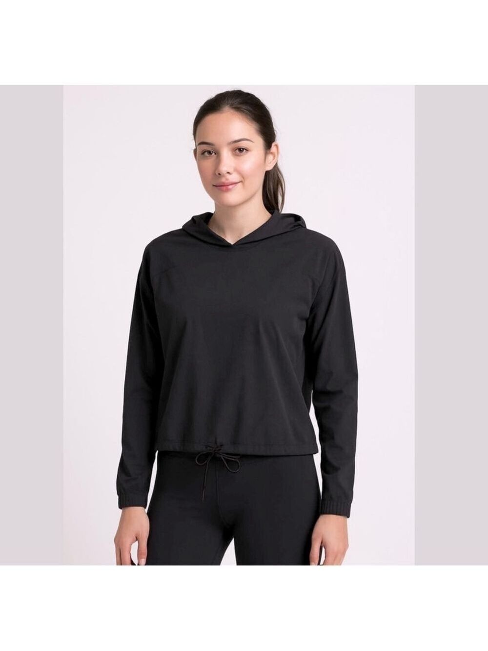 Sweaty Betty Circuit Stretch Hooded Sweatshirt Hoodie Black lightweight Sz S